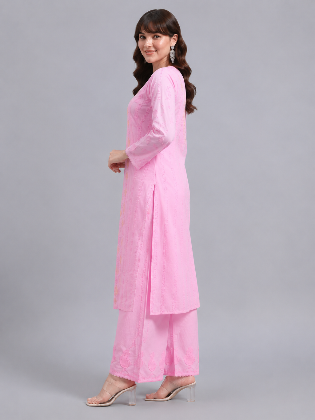 Luxury Sky Blue Chanderi Handwork Kurta Palazzo Set with Dupatta for Women | Premium Designer Ethnic Wear