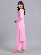 Luxury Sky Blue Chanderi Handwork Kurta Palazzo Set with Dupatta for Women | Premium Designer Ethnic Wear