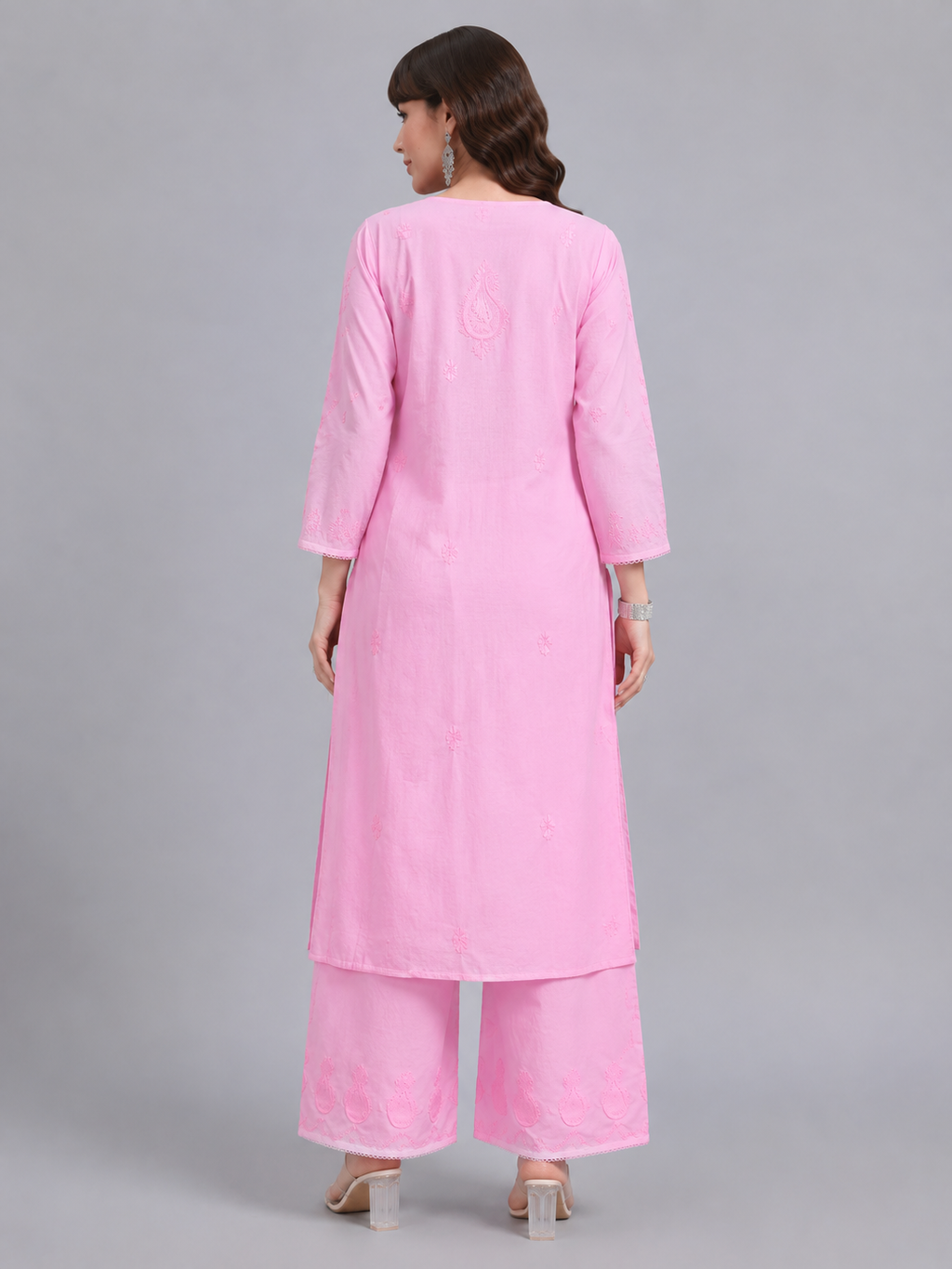 Luxury Sky Blue Chanderi Handwork Kurta Palazzo Set with Dupatta for Women | Premium Designer Ethnic Wear