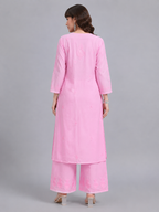 Luxury Sky Blue Chanderi Handwork Kurta Palazzo Set with Dupatta for Women | Premium Designer Ethnic Wear