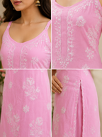 Premium Modal Chikankari Strap Kurta Palazzo Set for Women | Handcrafted Embroidered Co-Ord Set