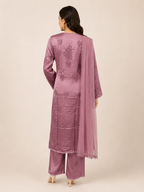 Luxury Satoron Muslin Chikankari Kurta Pant Dupatta Set for Women