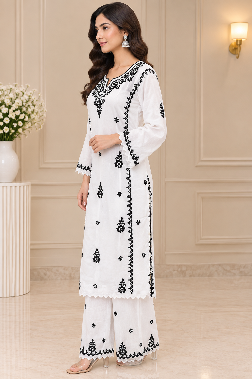 Premium Modal Handwork Embroidered Kurta Palazzo Set for Women | Luxury Ethnic Wear
