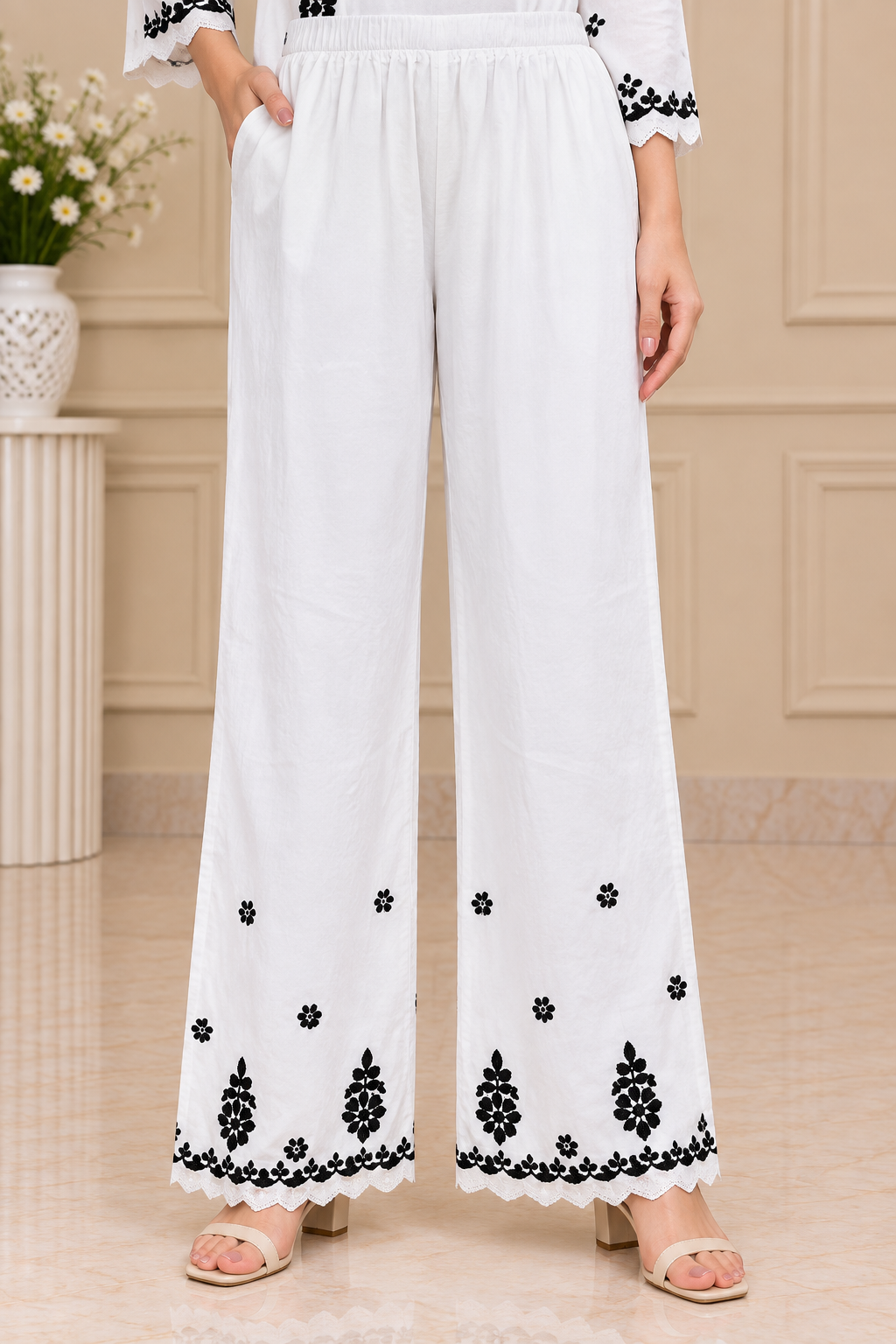 Premium Modal Handwork Embroidered Kurta Palazzo Set for Women | Luxury Ethnic Wear