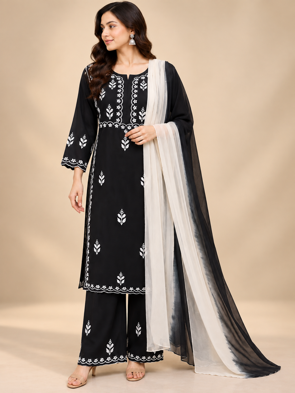 Luxury Modal Handwork Kurta Palazzo Set with Dupatta | Premium Women’s Ethnic Wear