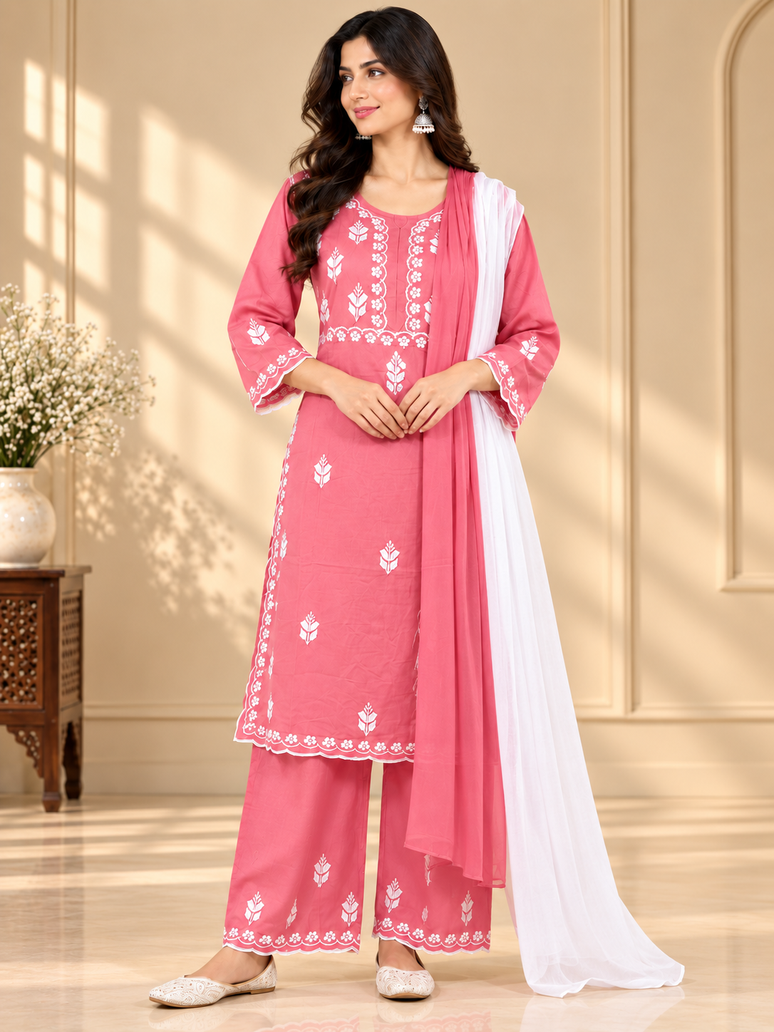 Luxury Modal Handwork Kurta Palazzo Set with Dupatta | Premium Women’s Ethnic Wear