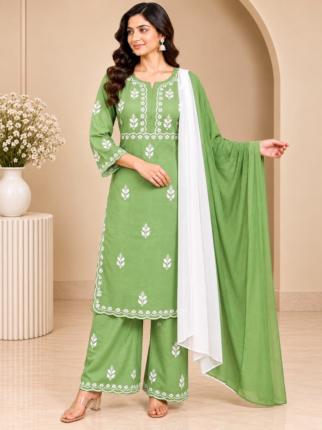 Luxury Modal Handwork Kurta Palazzo Set with Dupatta | Premium Women’s Ethnic Wear