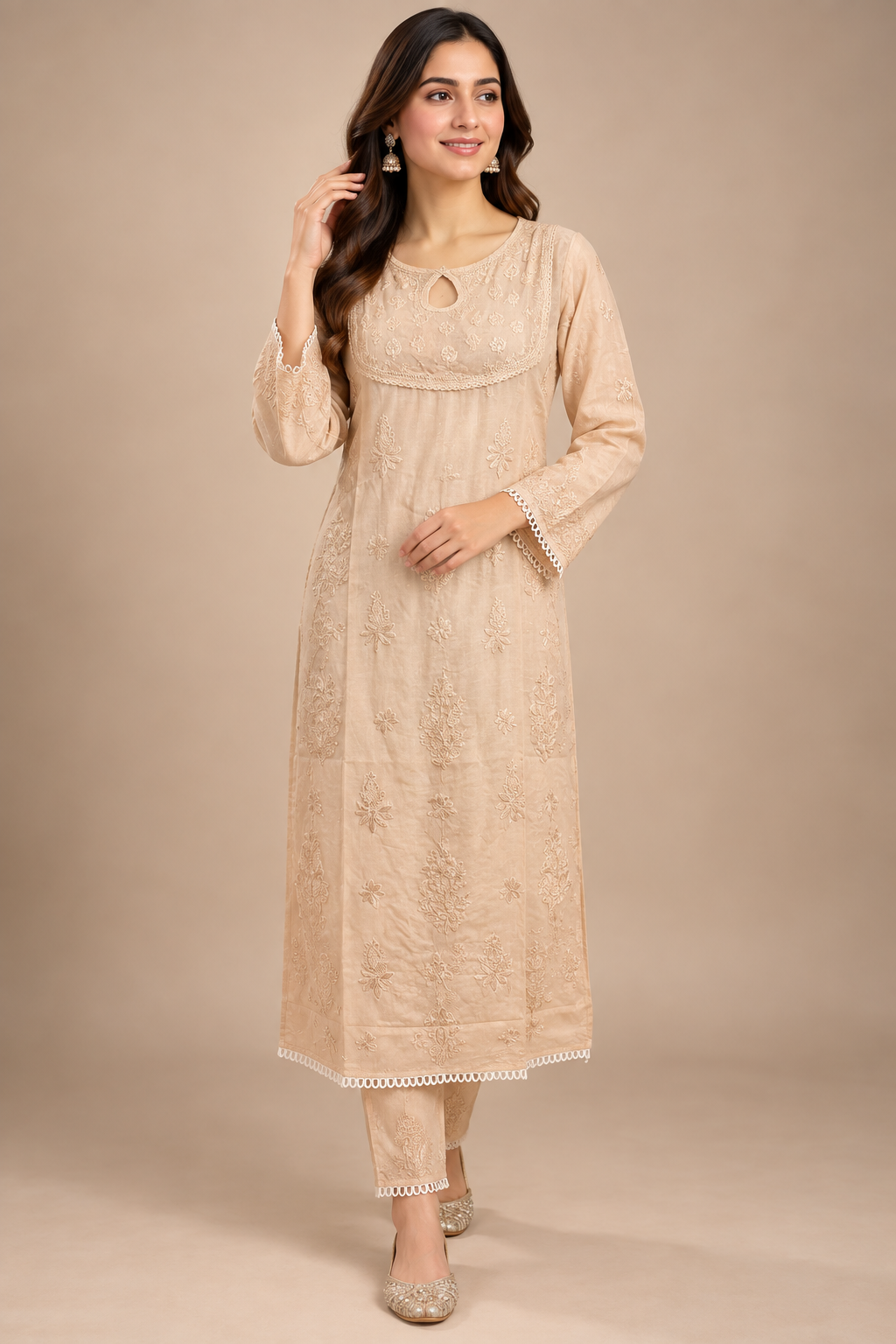 Pastel Ombre Muslin Handwork Kurta Palazzo Set with Dupatta for Women | Luxury Designer Ethnic Wear