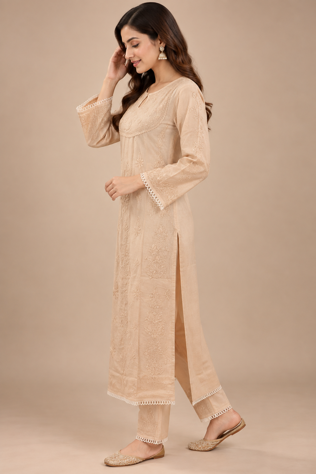 Pastel Ombre Muslin Handwork Kurta Palazzo Set with Dupatta for Women | Luxury Designer Ethnic Wear