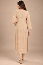 Pastel Ombre Muslin Handwork Kurta Palazzo Set with Dupatta for Women | Luxury Designer Ethnic Wear