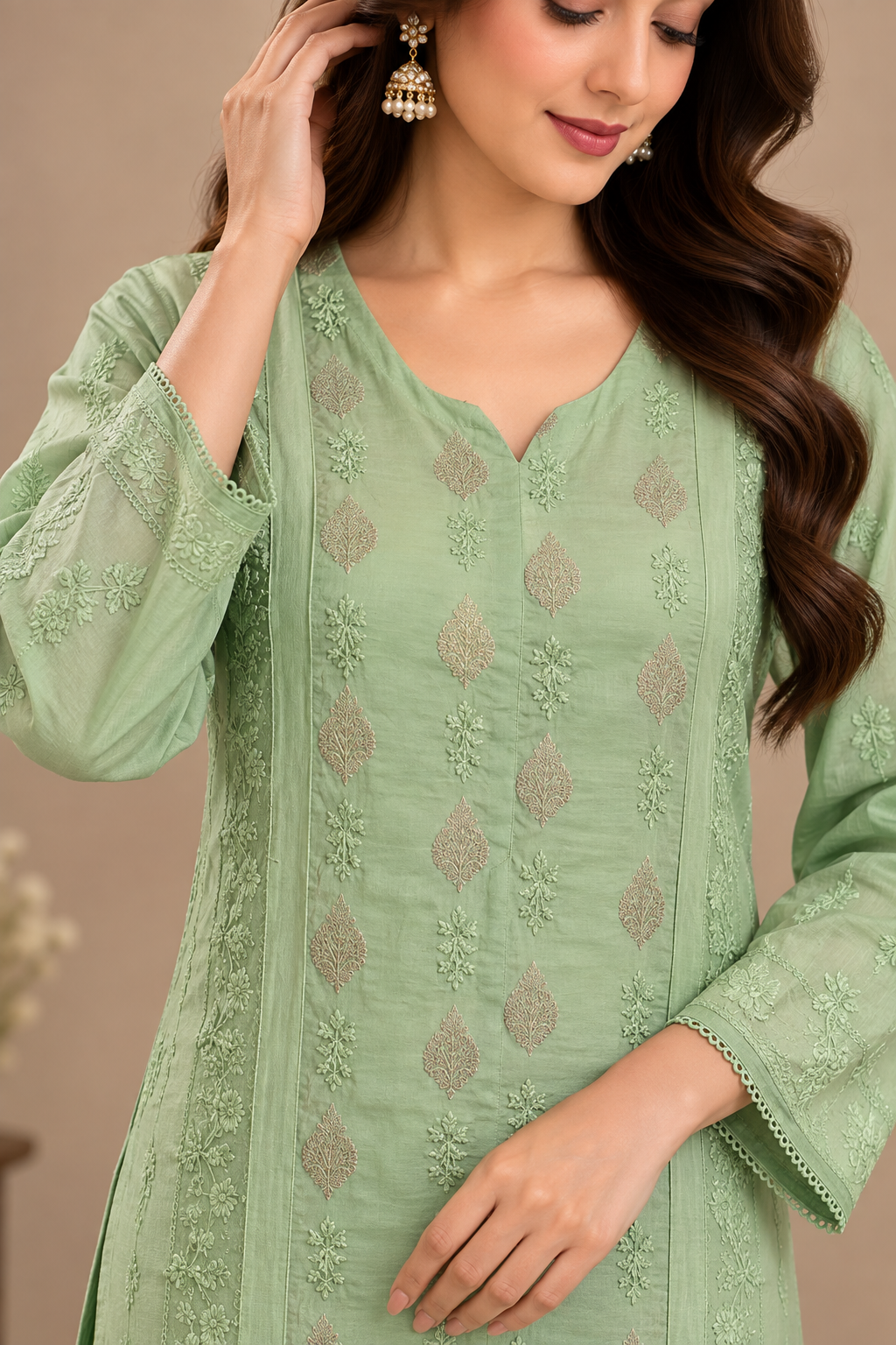 Luxury Sky Blue Chanderi Handwork Kurta Palazzo Set with Dupatta for Women | Premium Designer Ethnic Wear