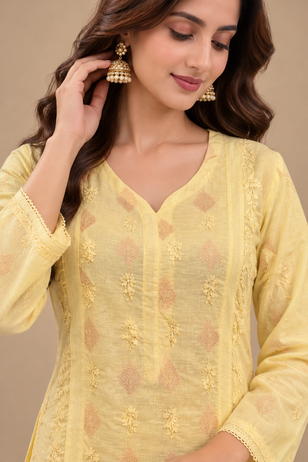Luxury Sky Blue Chanderi Handwork Kurta Palazzo Set with Dupatta for Women | Premium Designer Ethnic Wear