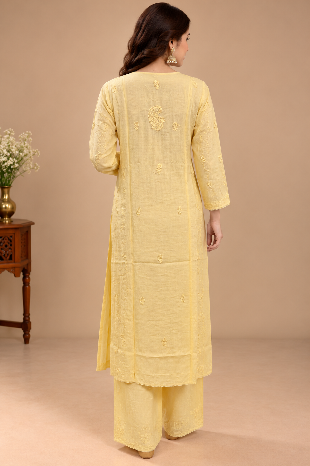Luxury Sky Blue Chanderi Handwork Kurta Palazzo Set with Dupatta for Women | Premium Designer Ethnic Wear