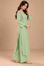 Luxury Sky Blue Chanderi Handwork Kurta Palazzo Set with Dupatta for Women | Premium Designer Ethnic Wear
