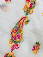 Premium Multicolor Handwork Mul Chanderi Unstitched Suit Set
