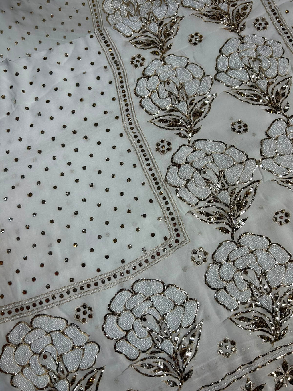 Premium White Viscose Suit Set with Dupatta | Elegant Floral Embroidery & Golden Embellishment