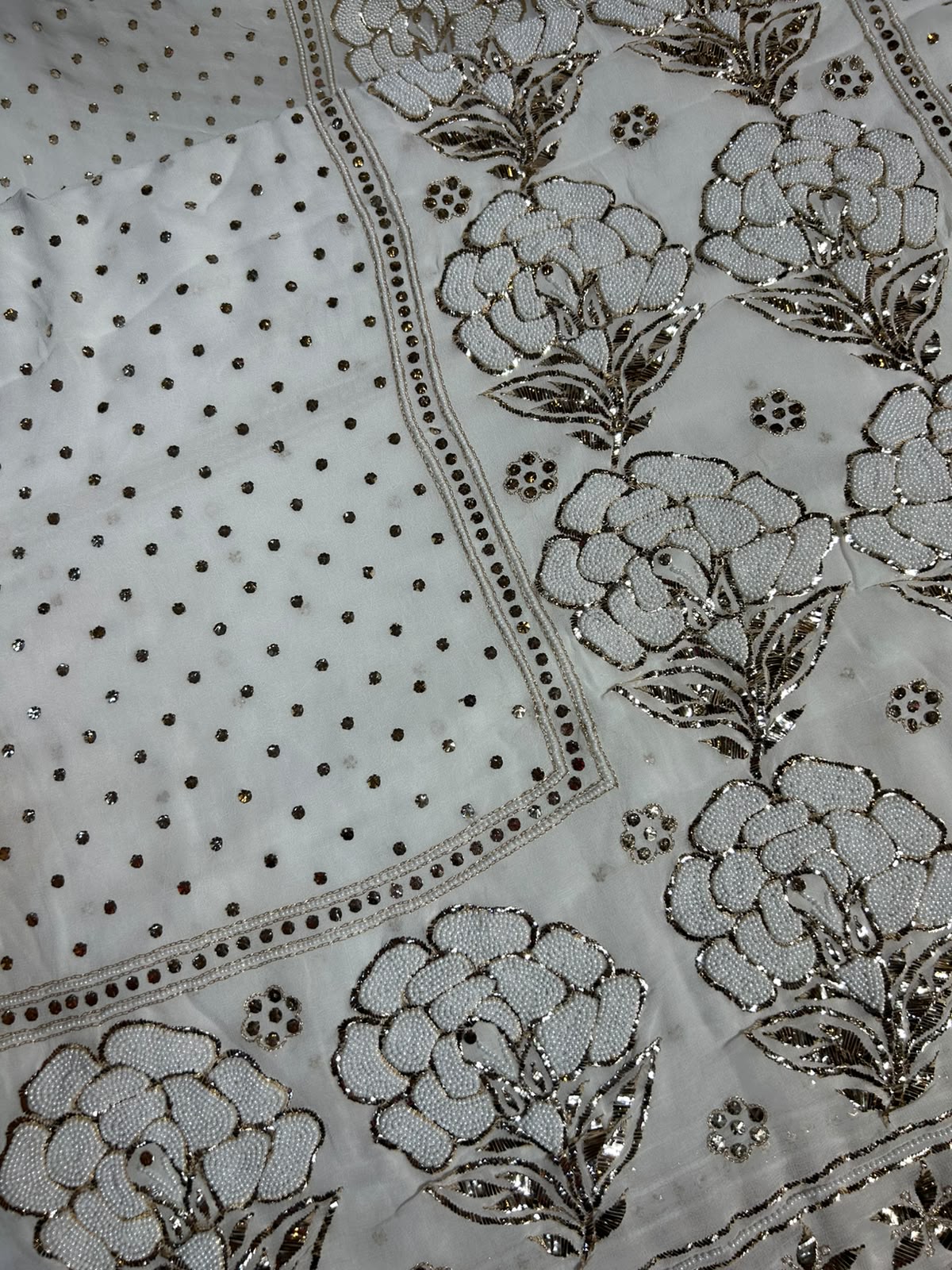 Premium White Viscose Suit Set with Dupatta | Elegant Floral Embroidery & Golden Embellishment