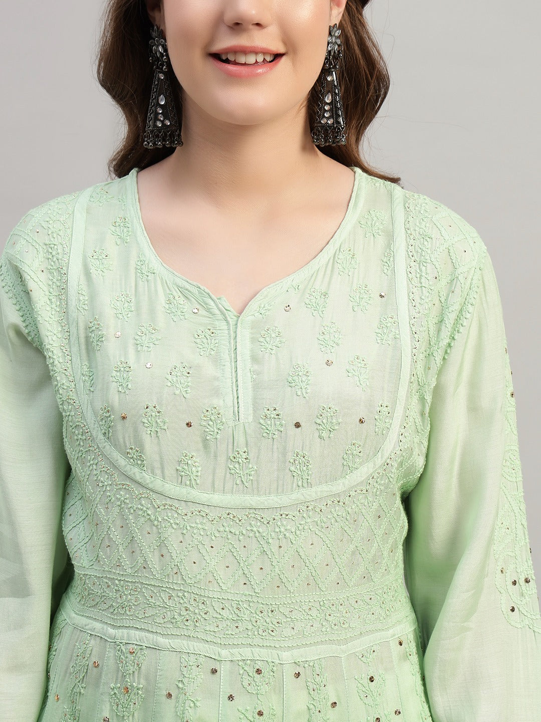 Premium Embroidered Muslin Anarkali Suit Set with Dupatta | Elegant Ethnic Wear