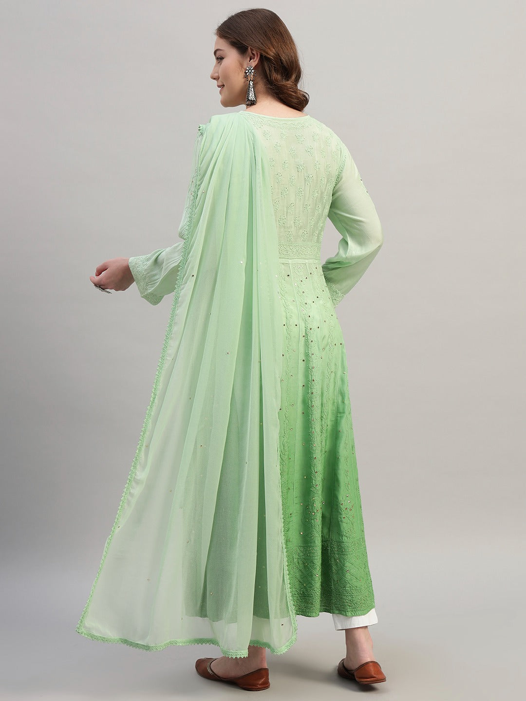 Premium Embroidered Muslin Anarkali Suit Set with Dupatta | Elegant Ethnic Wear
