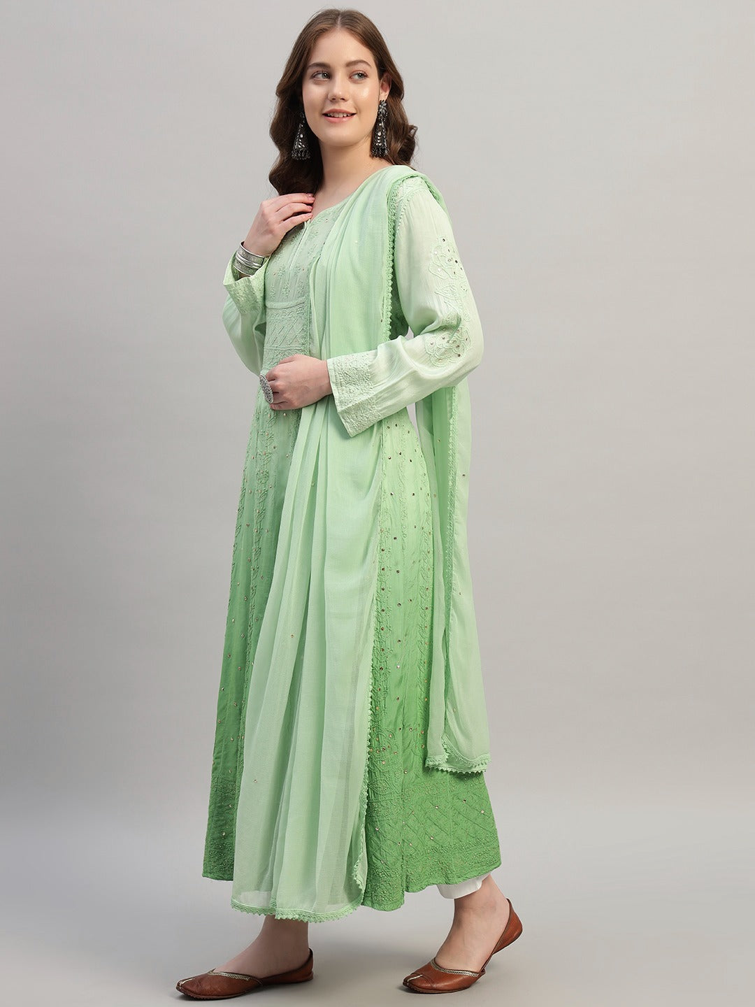 Premium Embroidered Muslin Anarkali Suit Set with Dupatta | Elegant Ethnic Wear