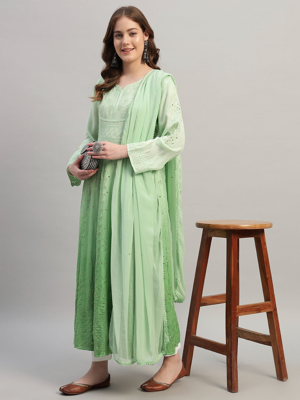 Premium Embroidered Muslin Anarkali Suit Set with Dupatta | Elegant Ethnic Wear