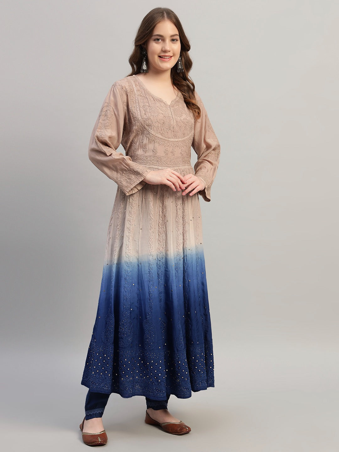 Premium Embroidered Muslin Anarkali Suit Set with Dupatta | Elegant Ethnic Wear