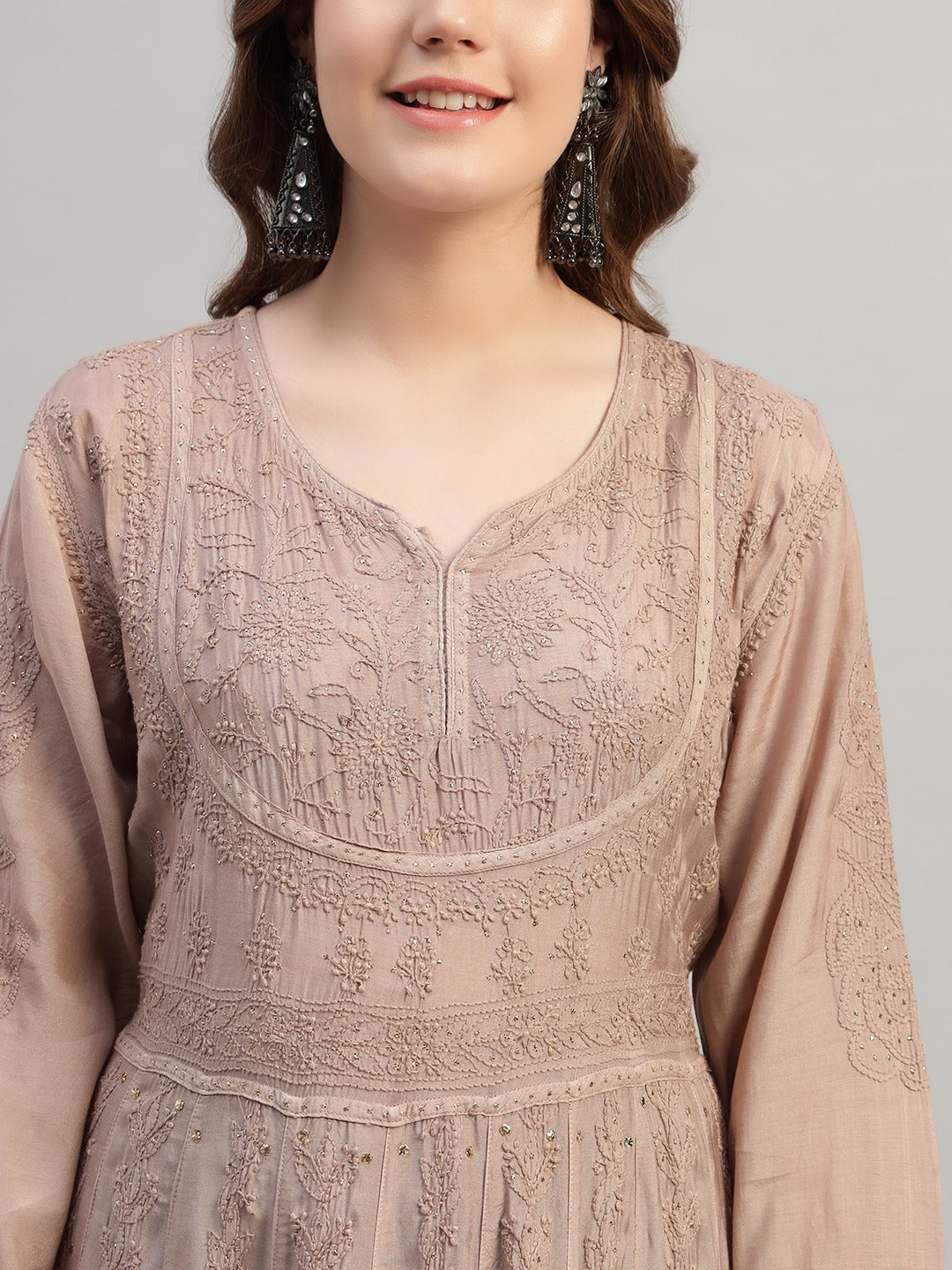 Premium Embroidered Muslin Anarkali Suit Set with Dupatta | Elegant Ethnic Wear