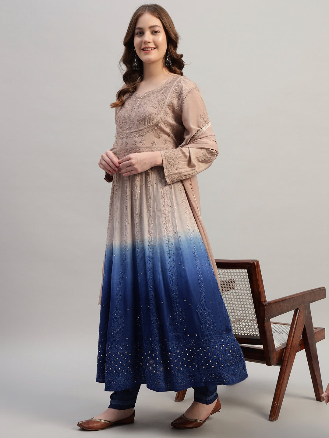 Premium Embroidered Muslin Anarkali Suit Set with Dupatta | Elegant Ethnic Wear