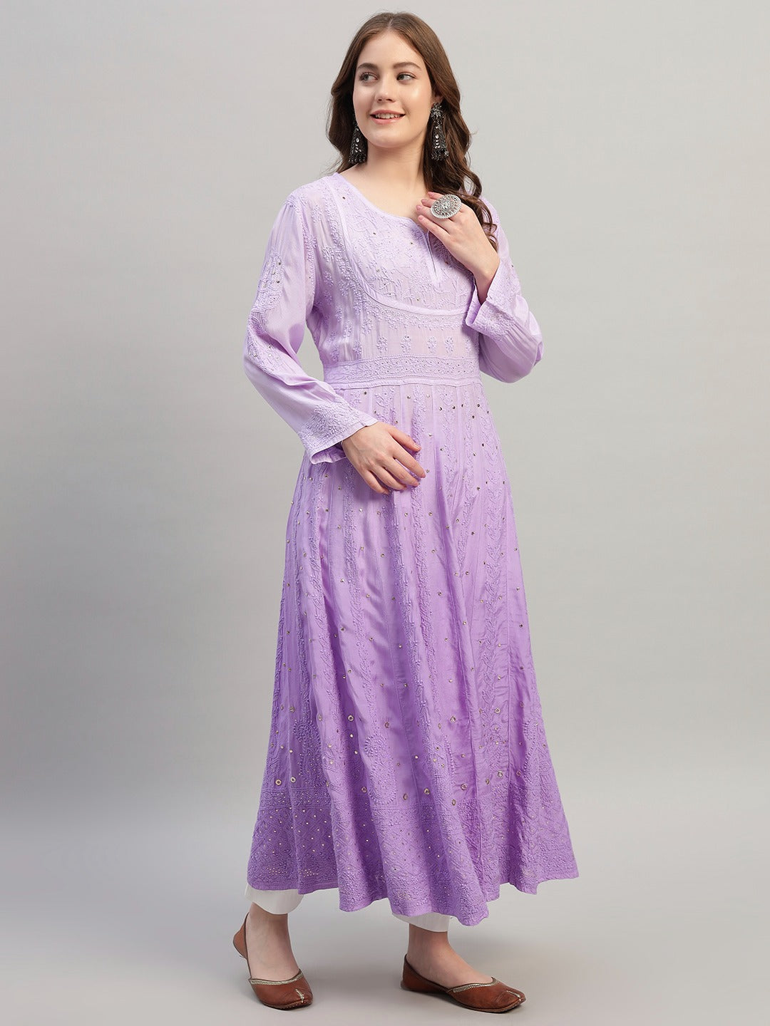 Premium Embroidered Muslin Anarkali Suit Set with Dupatta | Elegant Ethnic Wear