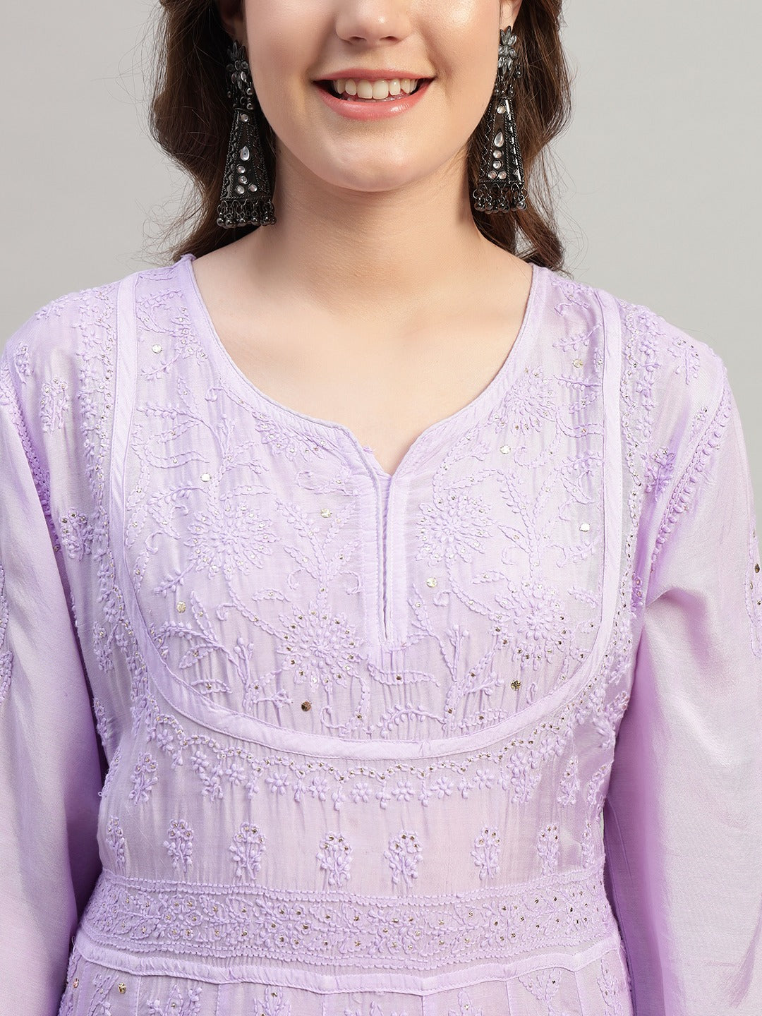 Premium Embroidered Muslin Anarkali Suit Set with Dupatta | Elegant Ethnic Wear
