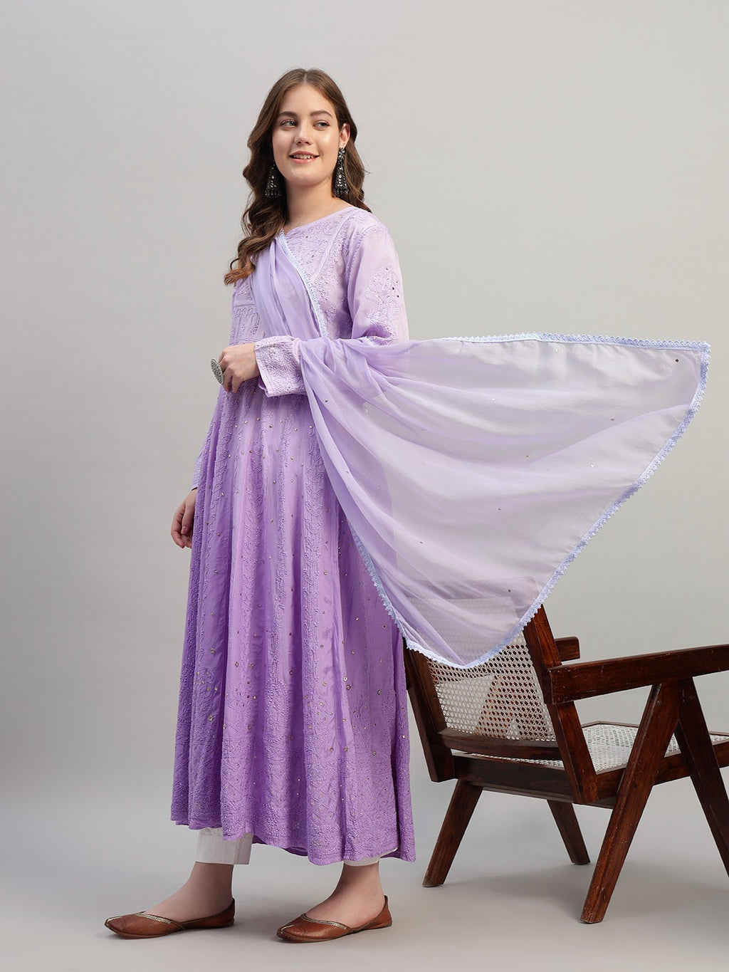 Premium Embroidered Muslin Anarkali Suit Set with Dupatta | Elegant Ethnic Wear