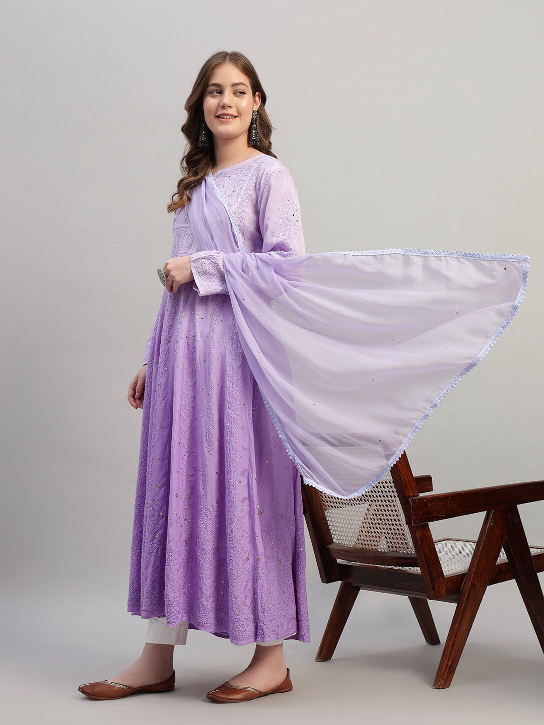 Premium Embroidered Muslin Anarkali Suit Set with Dupatta | Elegant Ethnic Wear