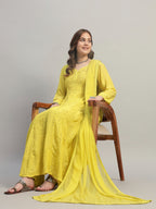 Premium Embroidered Muslin Anarkali Suit Set with Dupatta | Elegant Ethnic Wear