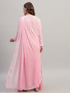 Premium Pink Muslin Embroidered Suit Set with Dupatta | Floral Thread & Sequin Work