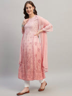 Premium Pink Embroidered Muslin Suit Set with Dupatta | Elegant Floral Embroidery