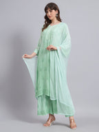 Luxury Muslin Chikankari Kurta Palazzo Dupatta Set for Women | Premium Hand Embroidered Ethnic Wear