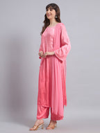 Luxury Satoron Muslin Chikankari Kurta Pant Dupatta Set for Women