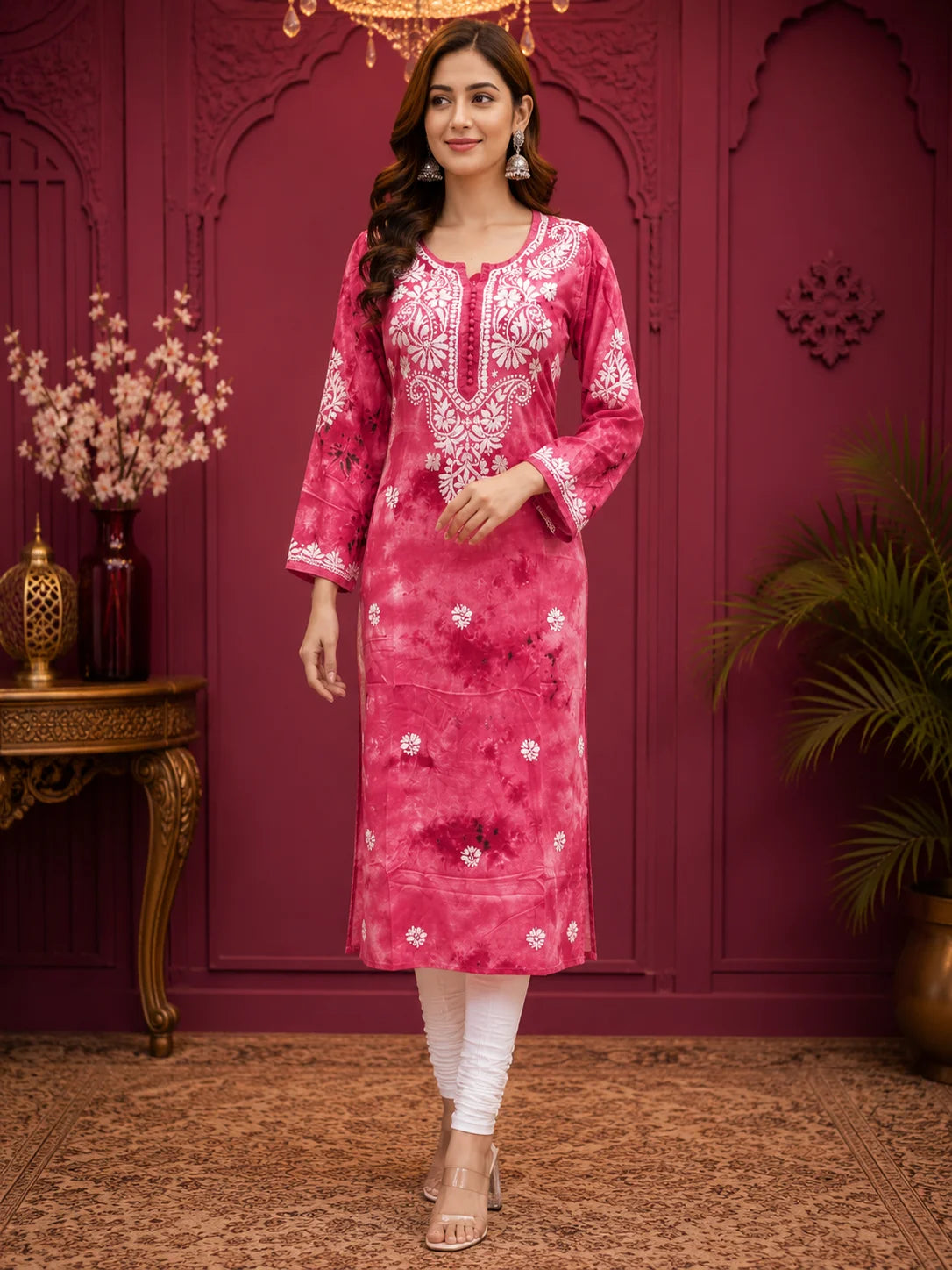 Tazaki Premium Modal Handwork Straight Kurti for Women | Premium Embroidered Ethnic Wear