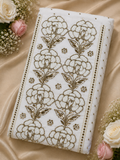 Premium White Viscose Suit Set with Dupatta | Elegant Floral Embroidery & Golden Embellishment